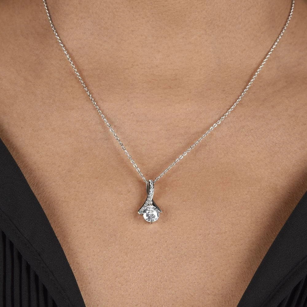 To Our Future Daughter-in-law 14K White Gold Alluring Beauty Necklace From Parent-in-law We Love You Display on Neck