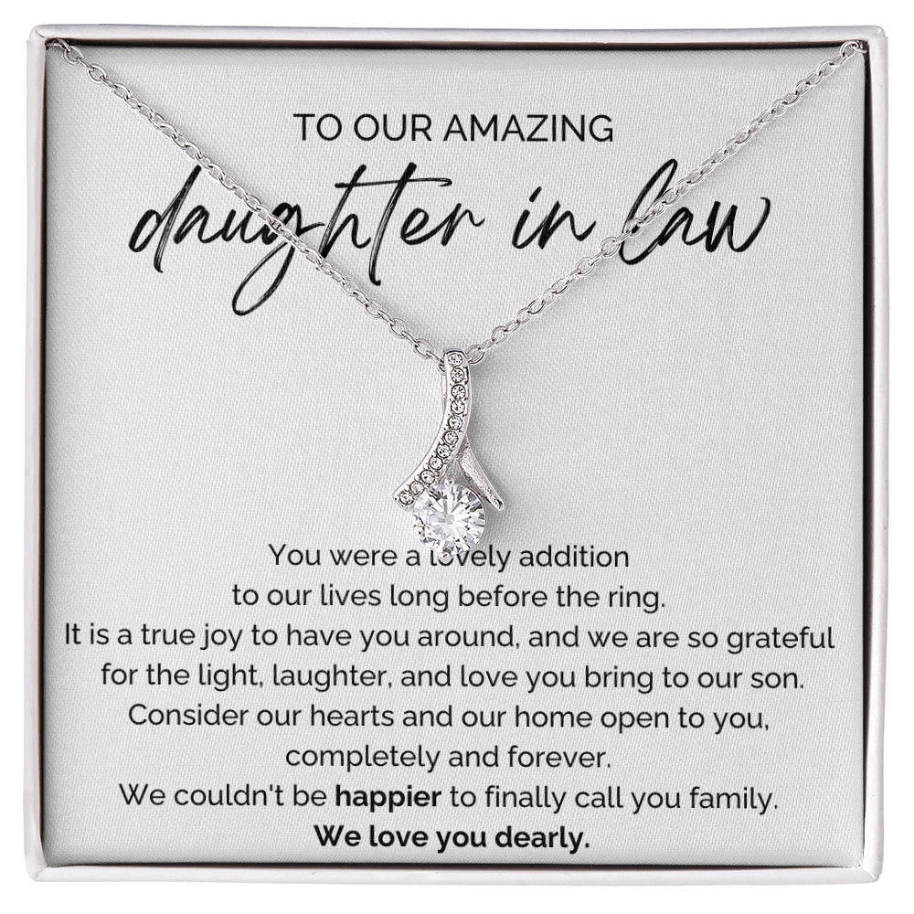 To Our Future Daughter-in-law 14K White Gold Alluring Beauty Necklace From Parent-in-law We Love You Message Card Jewelry