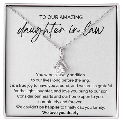 To Our Future Daughter-in-law 14K White Gold Alluring Beauty Necklace From Parent-in-law We Love You Message Card Jewelry
