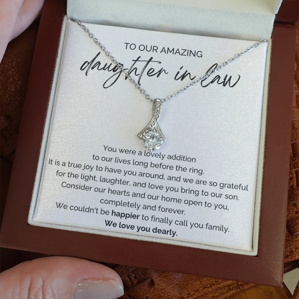To Our Future Daughter-in-law 14K White Gold Alluring Beauty Necklace From Parent-in-law We Love You Message Card Jewelry Luxury Box