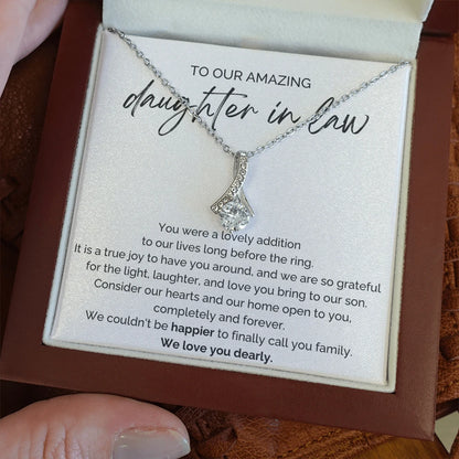 To Our Future Daughter-in-law 14K White Gold Alluring Beauty Necklace From Parent-in-law We Love You Message Card Jewelry Luxury Box