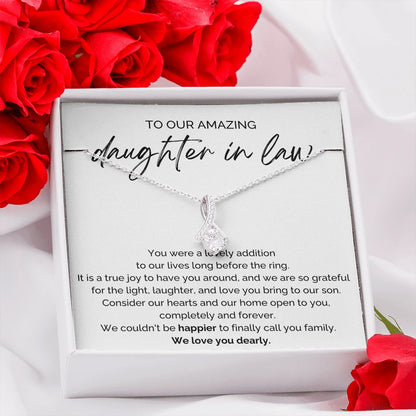 To Our Future Daughter-in-law 14K White Gold Alluring Beauty Necklace From Parent-in-law We Love You Message Card Jewelry Standard Box