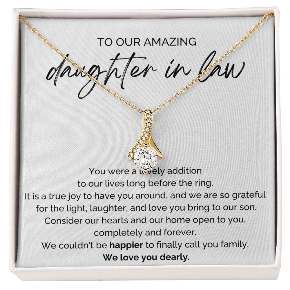 To Our Future Daughter-in-law 18K Yellow Gold Alluring Beauty Necklace From Parent-in-law We Love You Message Card Jewelry