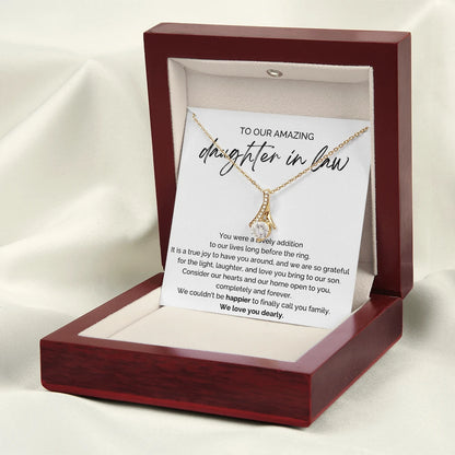 To Our Future Daughter-in-law 18K Yellow Gold Alluring Beauty Necklace From Parent-in-law We Love You Message Card Jewelry Luxury Box