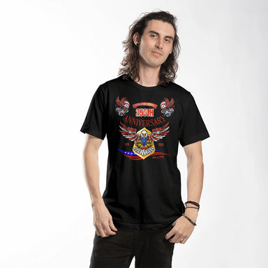 USA 250 Years Anniversary Black T-Shirt 1776 2026 America Anniversary Showcase Male Model