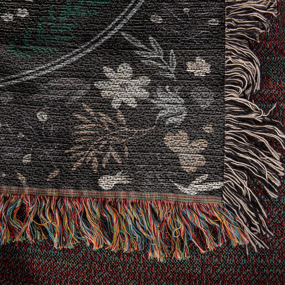 Vintage Butterfly and Flower Blanket 50x60 Portrait Cotton Woven Throw Blanket with Fringe Display Details Floral 