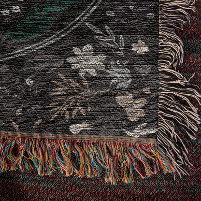 Vintage Butterfly and Flower Blanket 50x60 Portrait Cotton Woven Throw Blanket with Fringe Display Details Floral 