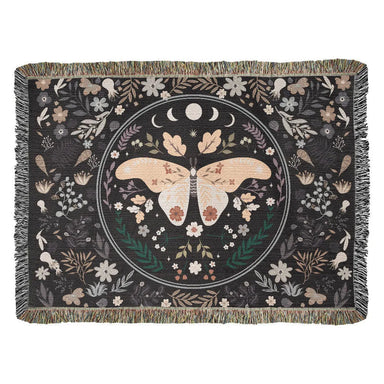 Vintage Butterfly and Flower Blanket 52x37 Landscape Cotton Woven Throw Blanket Display