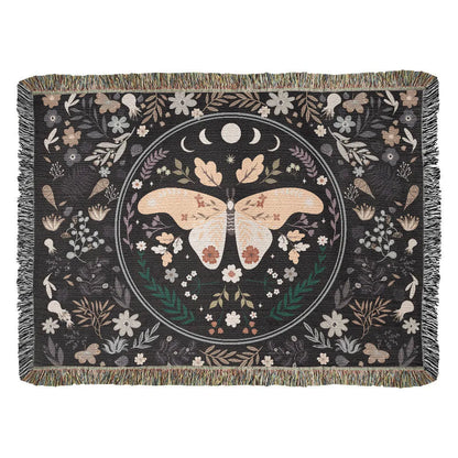 Vintage Butterfly and Flower Blanket 52x37 Landscape Cotton Woven Throw Blanket Display