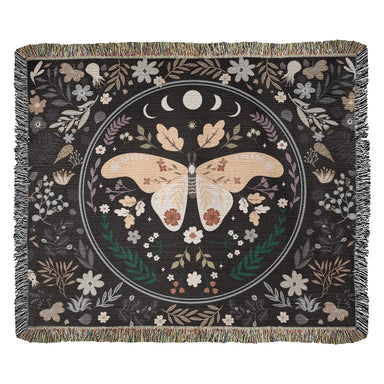 Vintage Butterfly and Flower Blanket 60x50 Landscape Cotton Woven Throw Blanket Display