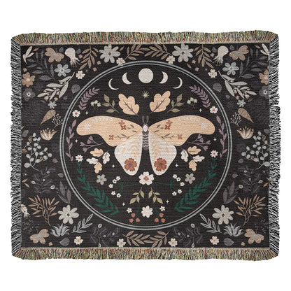Vintage Butterfly and Flower Blanket 60x50 Landscape Cotton Woven Throw Blanket Display
