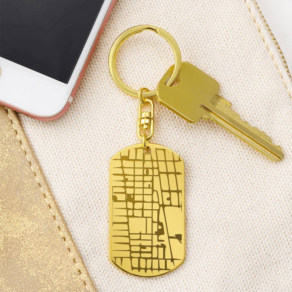 Custom Engraved  Map Dog Tag Keychain