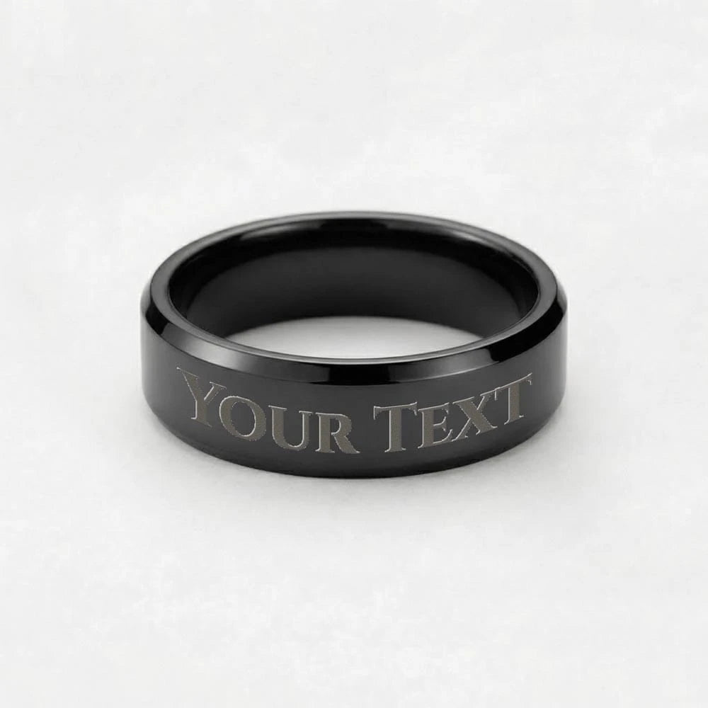 black plated custom engraved men's ring size 10