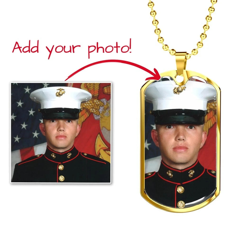 military chain gold custom photo dog tag necklace
