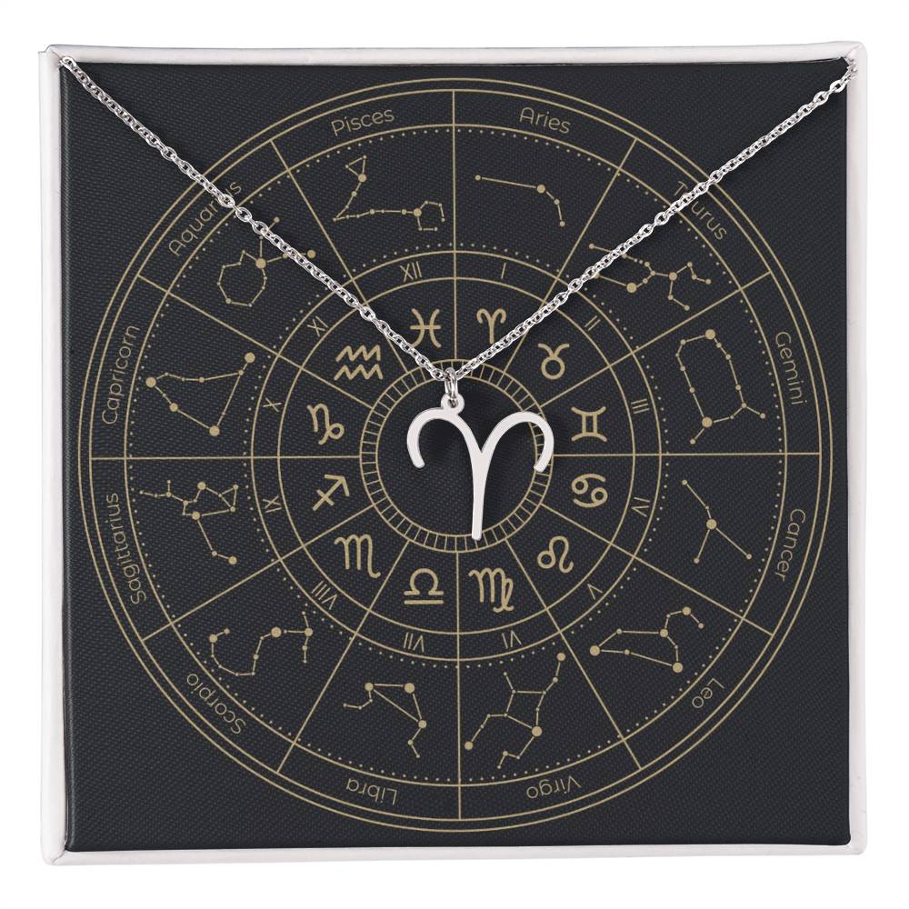 polished stainless steel Aries zodiac sign necklaces