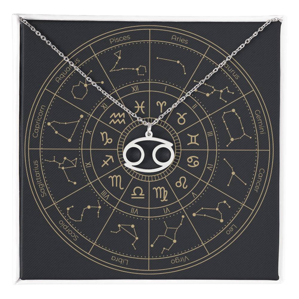 polished stainless steel Cancer zodiac sign necklaces
