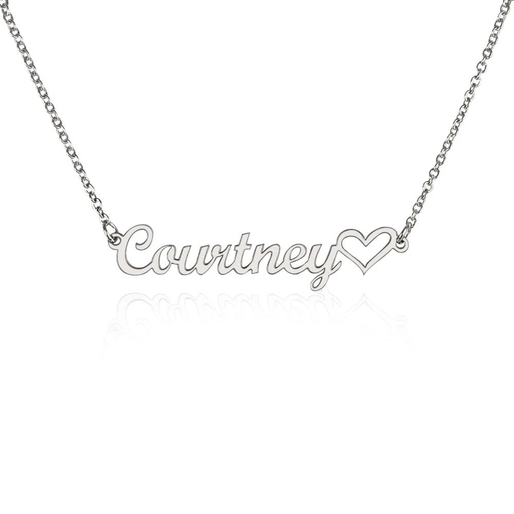 polished stainless steel Custom Name Necklace with Heart for Her