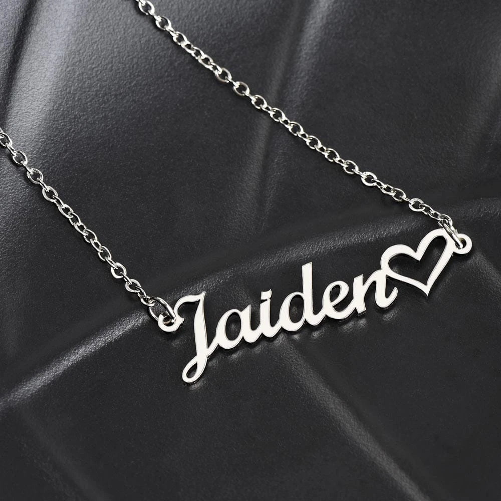 polished stainless steel Custom Name Necklace with Heart for Her showcase