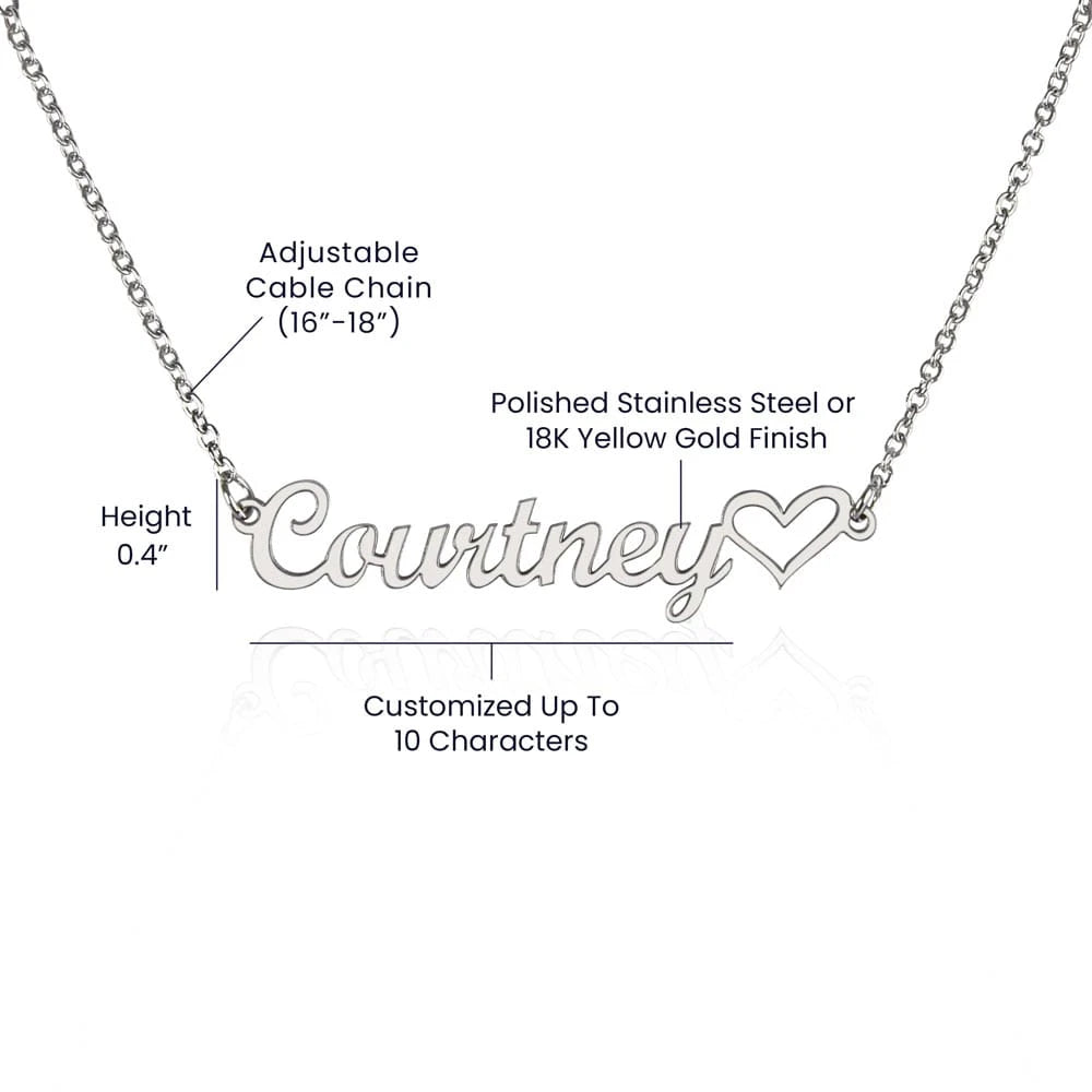 polished stainless steel Custom Name Necklace with Heart for Her specifications