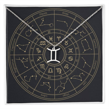 polished stainless steel Gemini zodiac sign necklaces