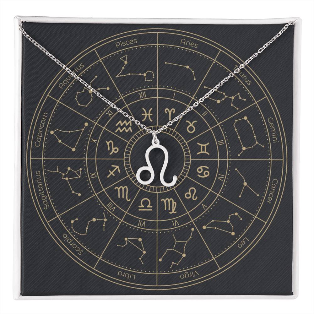 polished stainless steel Leo zodiac sign necklaces