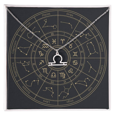 polished stainless steel Libra zodiac sign necklaces