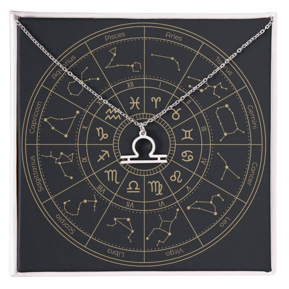 polished stainless steel Libra zodiac sign necklaces