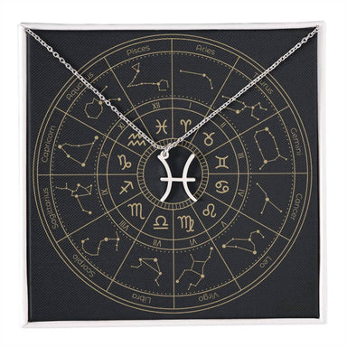 polished stainless steel Pisces zodiac sign necklaces