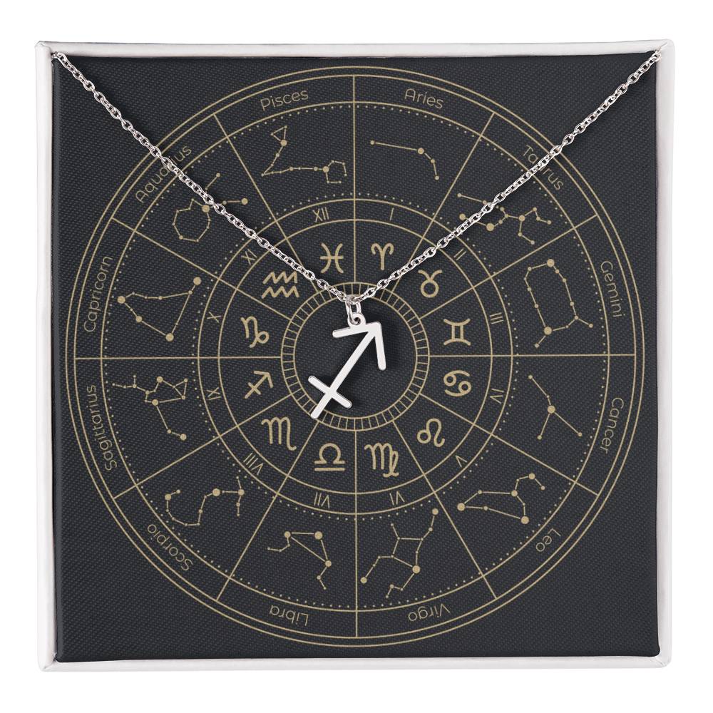 polished stainless steel Sagittarius zodiac sign necklaces