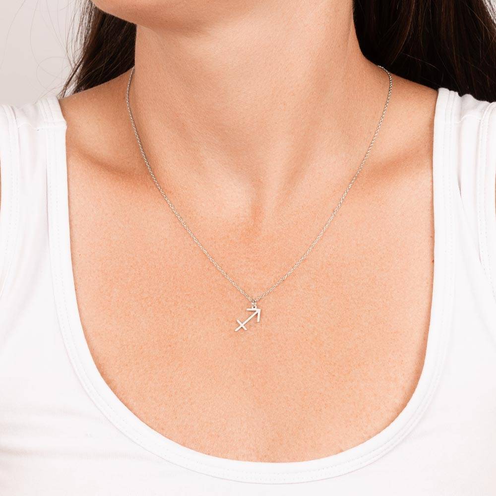 polished stainless steel Sagittarius zodiac sign necklaces showcase on neck