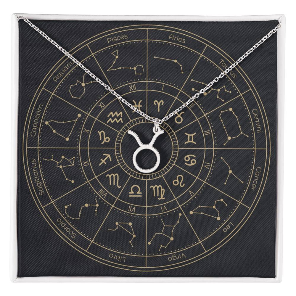 polished stainless steel Taurus zodiac sign necklaces
