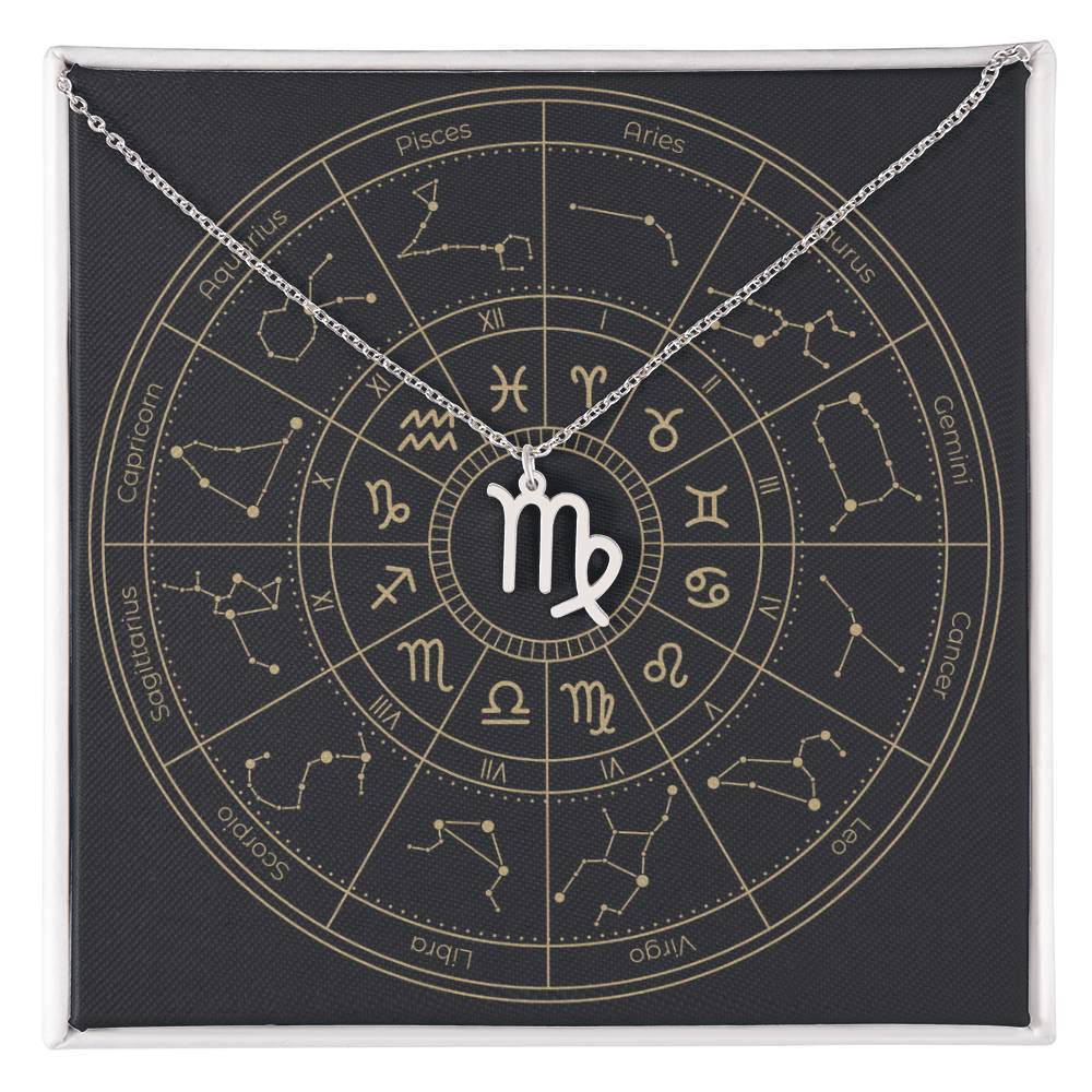 polished stainless steel Virgo zodiac sign necklaces