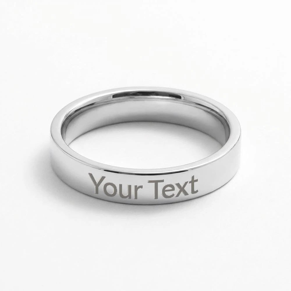 polished stainless steel custom engraved women's ring size 10