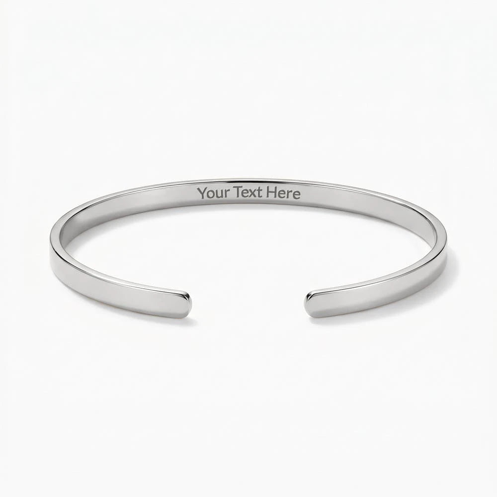 polished stainless steel custom inside engraved cuff bracelet
