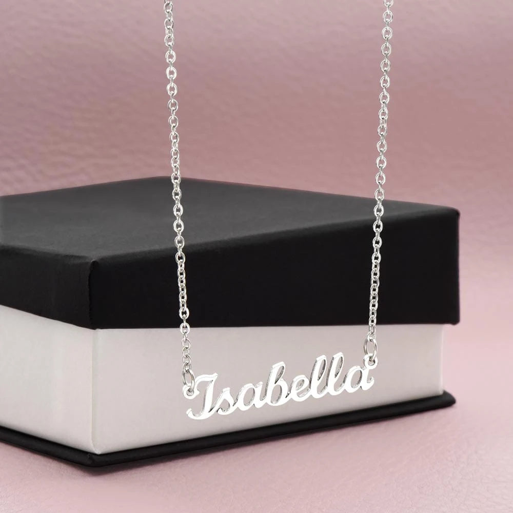 polished stainless steel custom name necklace fo her standard box