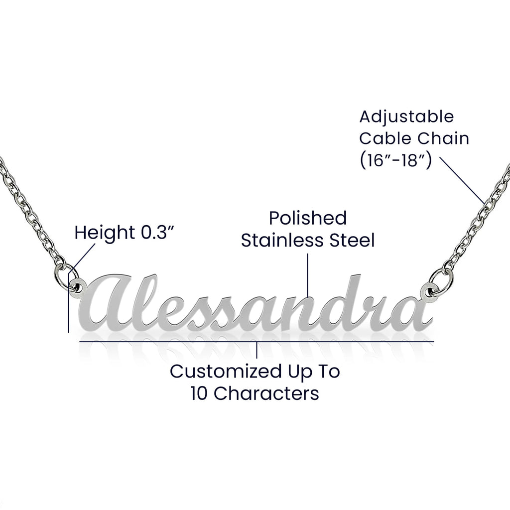 polished stainless steel custom name necklace for her specifications