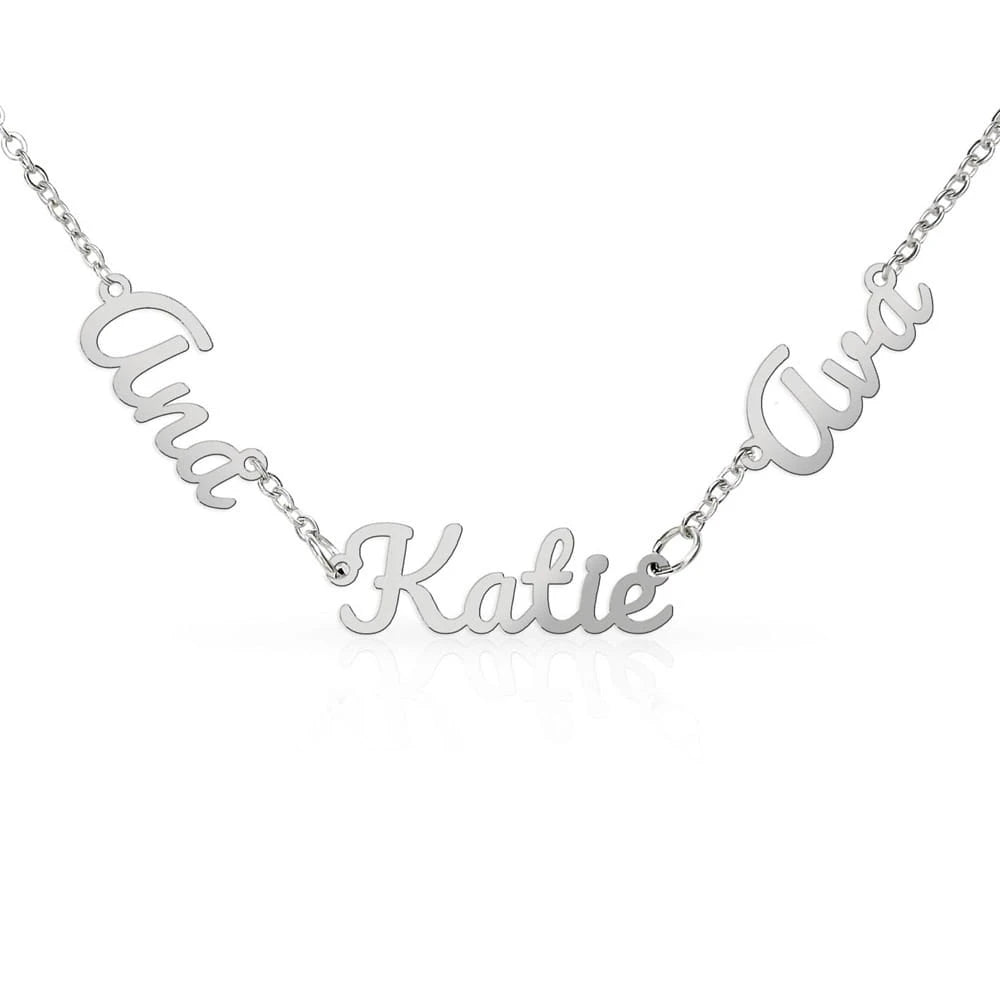 polished stainless steel personalized multiple name necklace three names