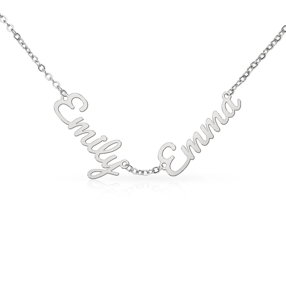 polished stainless steel personalized multiple name necklace two names