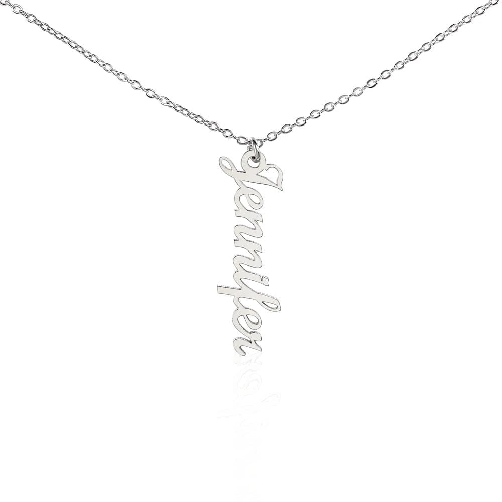 polished stainless steel personalized one vertical name necklace