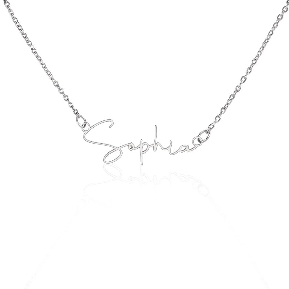 polished stainless steel personalized signature name necklace for her