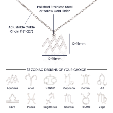 polished stainless steel zodiac sign necklace specifications