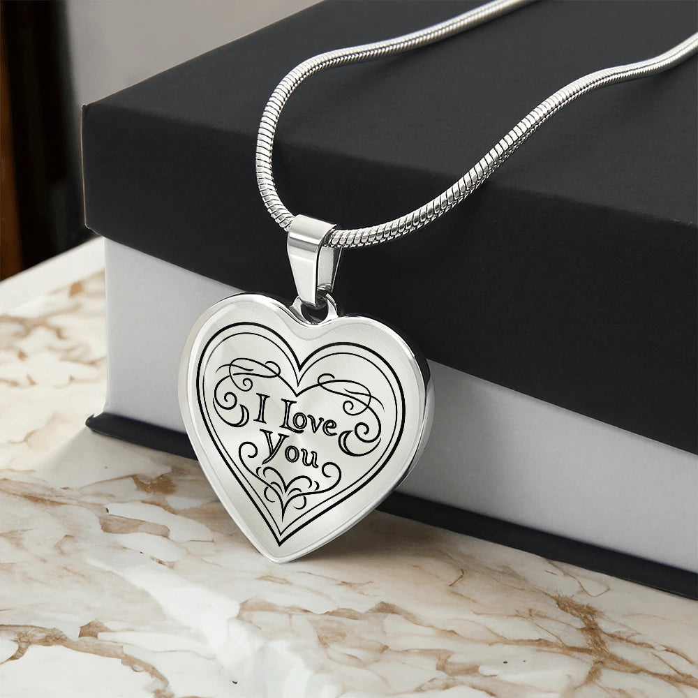 silver custom photo heart necklace for her standard box